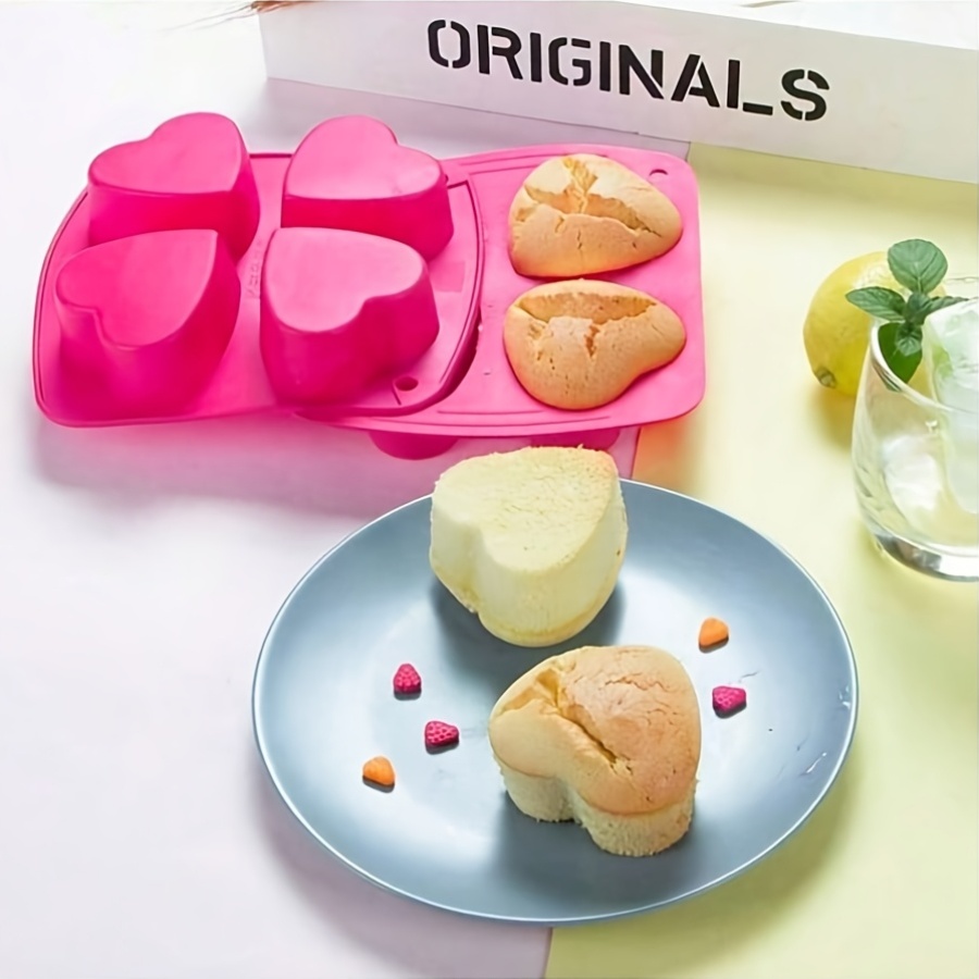 Bath Bomb Mold - Silicone Mold with 4 Heart-Shaped Cavities