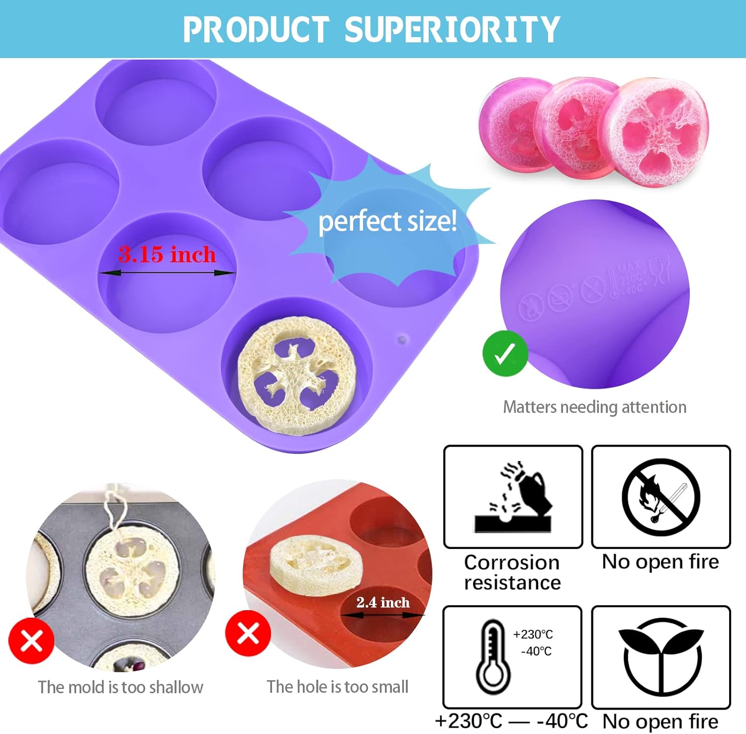 4oz Round Silicone Soap Molds  - Bath Bomb Mold avis et prix
